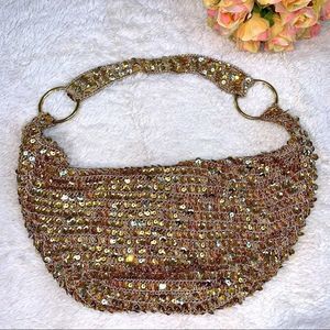 Glitzy Gold Sequin Glam Shoulder Mini Sling Bag
